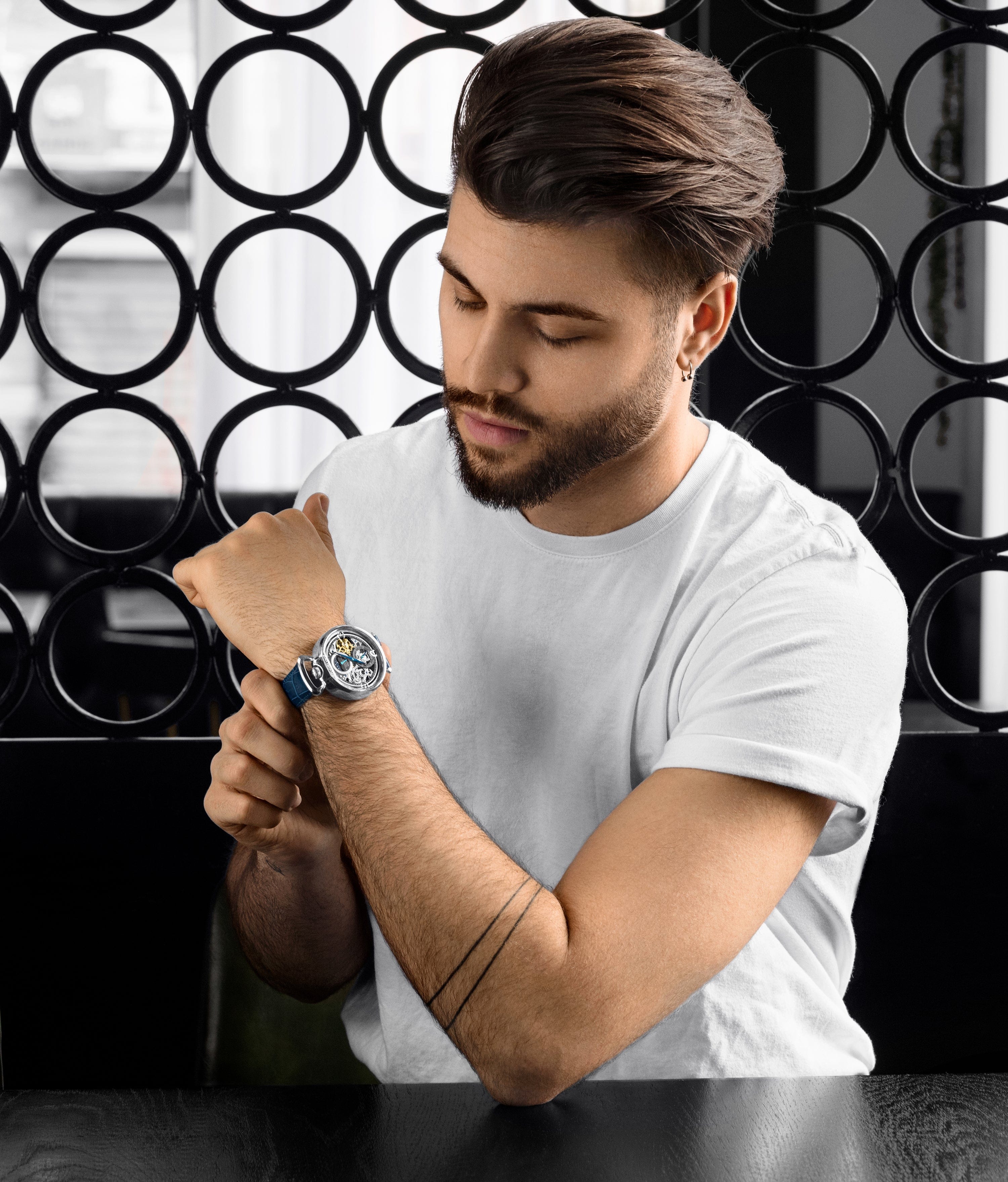 Stuhrling Modena 3954 Dual Time Skeleton Watch – 46mm Automatic