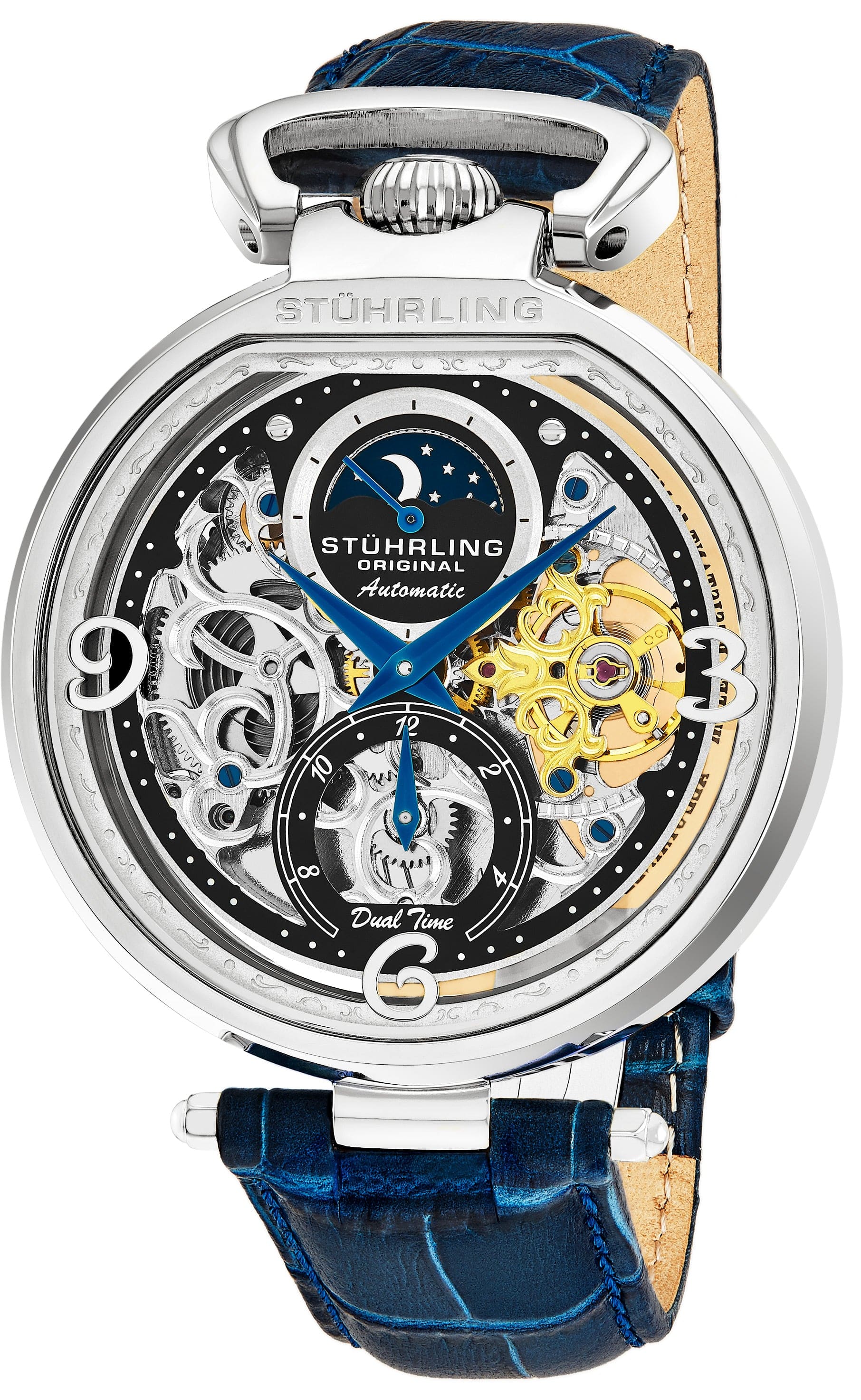 Stührling Modena 3954 Dual Time Automatic 46mm Skeleton