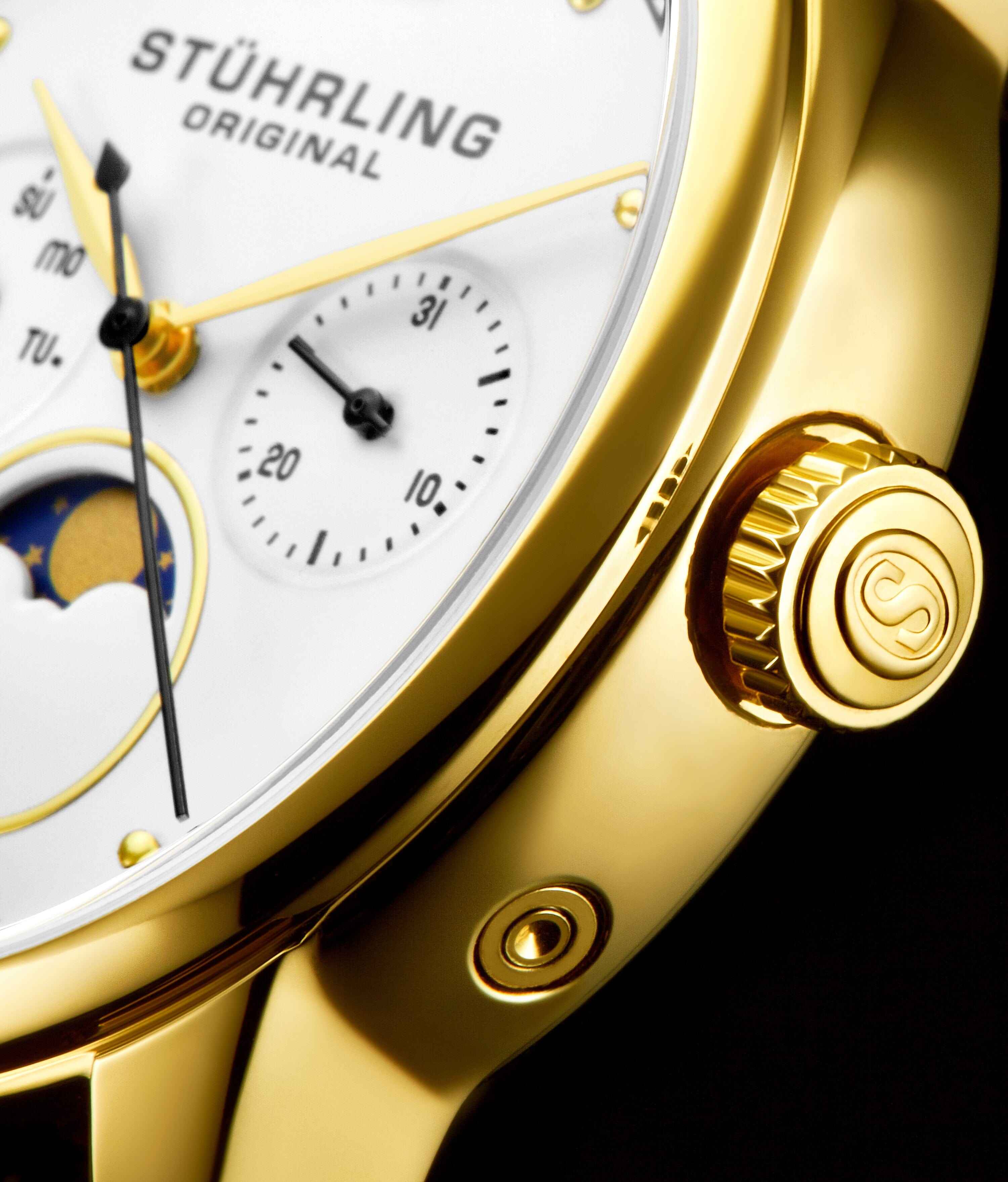 Stuhrling Original Mens Dress Watch - Chronograph Wrist Watch with Tachymeter 24-Hour Subdial並行輸入 Stuhrling Original Mens Skeleton Automatic Dress Watch with Alligator White