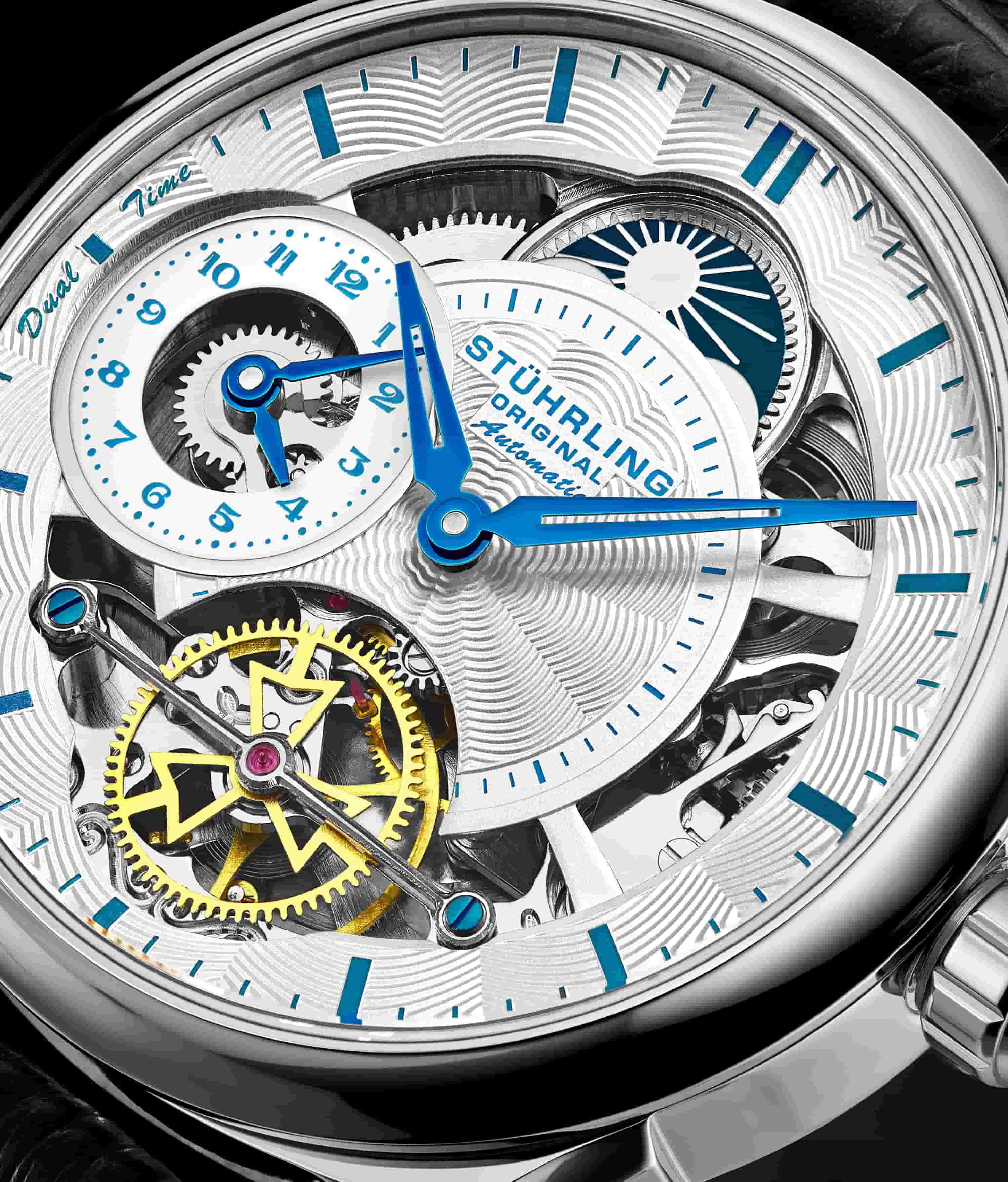 Stuhrling Original Mens Dress Watch - Chronograph Wrist Watch with Tachymeter 24-Hour Subdial並行輸入 Stuhrling Original Mens Skeleton Automatic Dress Watch with Alligator White
