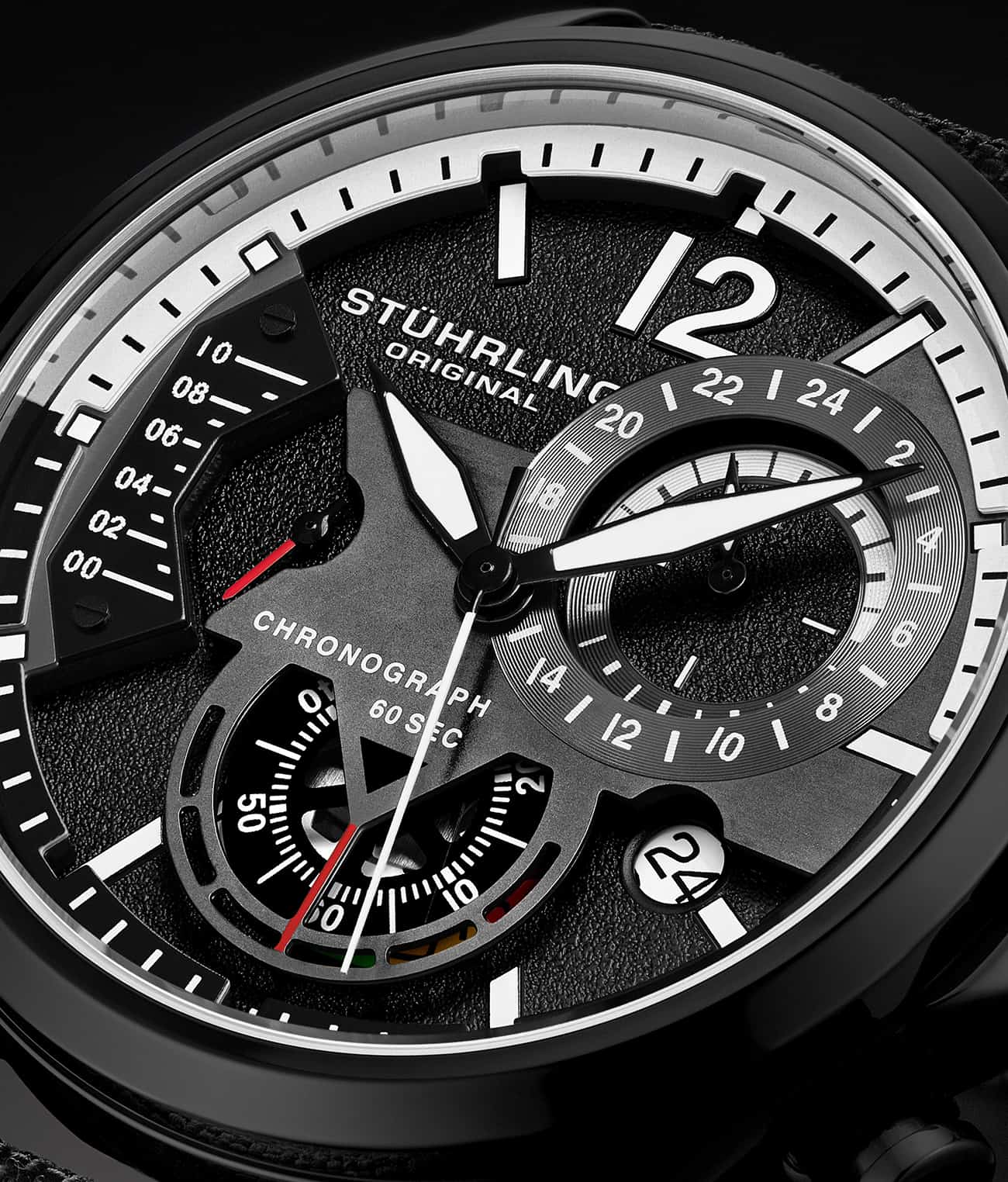 Black Dial / Black Case / Black Leather Strap Black Tang Buckle