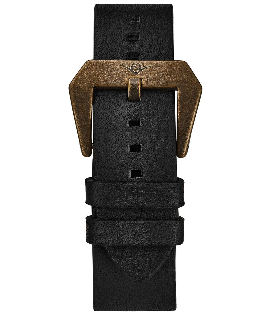 Waterproof Black Leather 22mm Strap