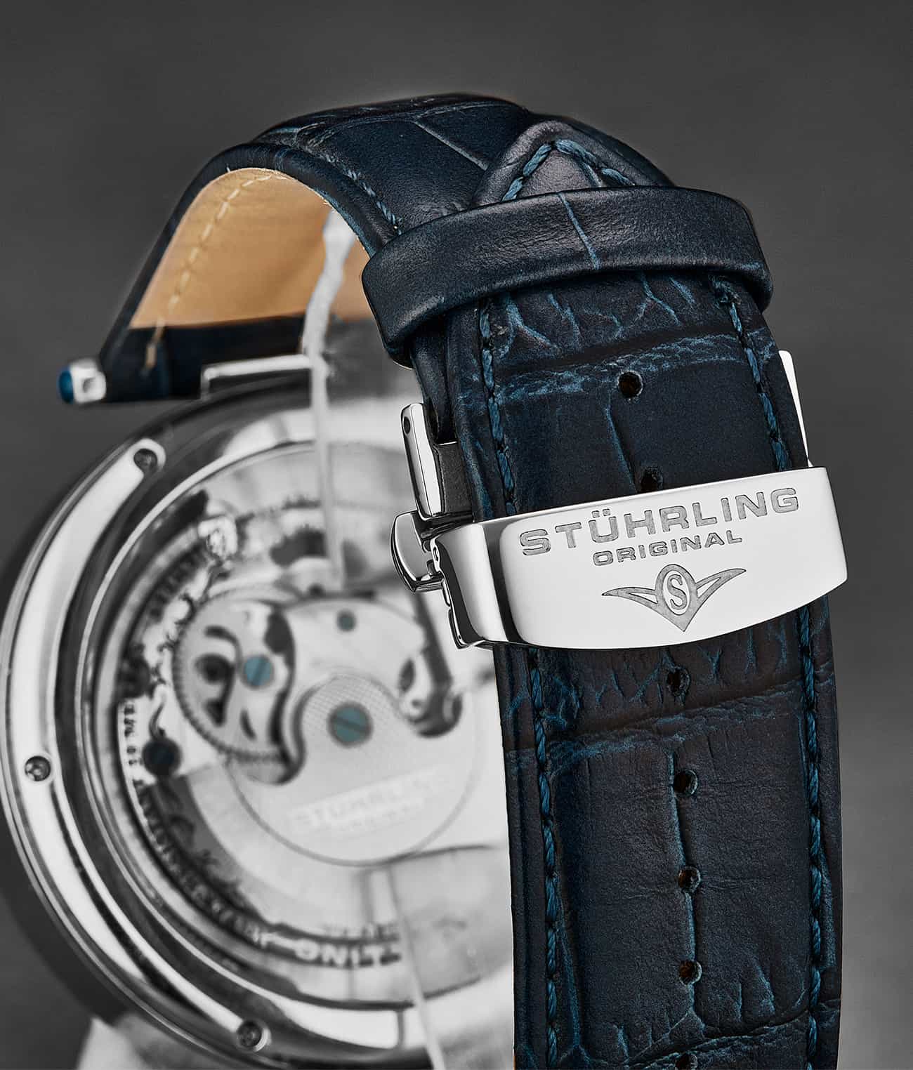 Alligator Embossed Blue Leather 24mm Strap (Only 127A Compatible)
