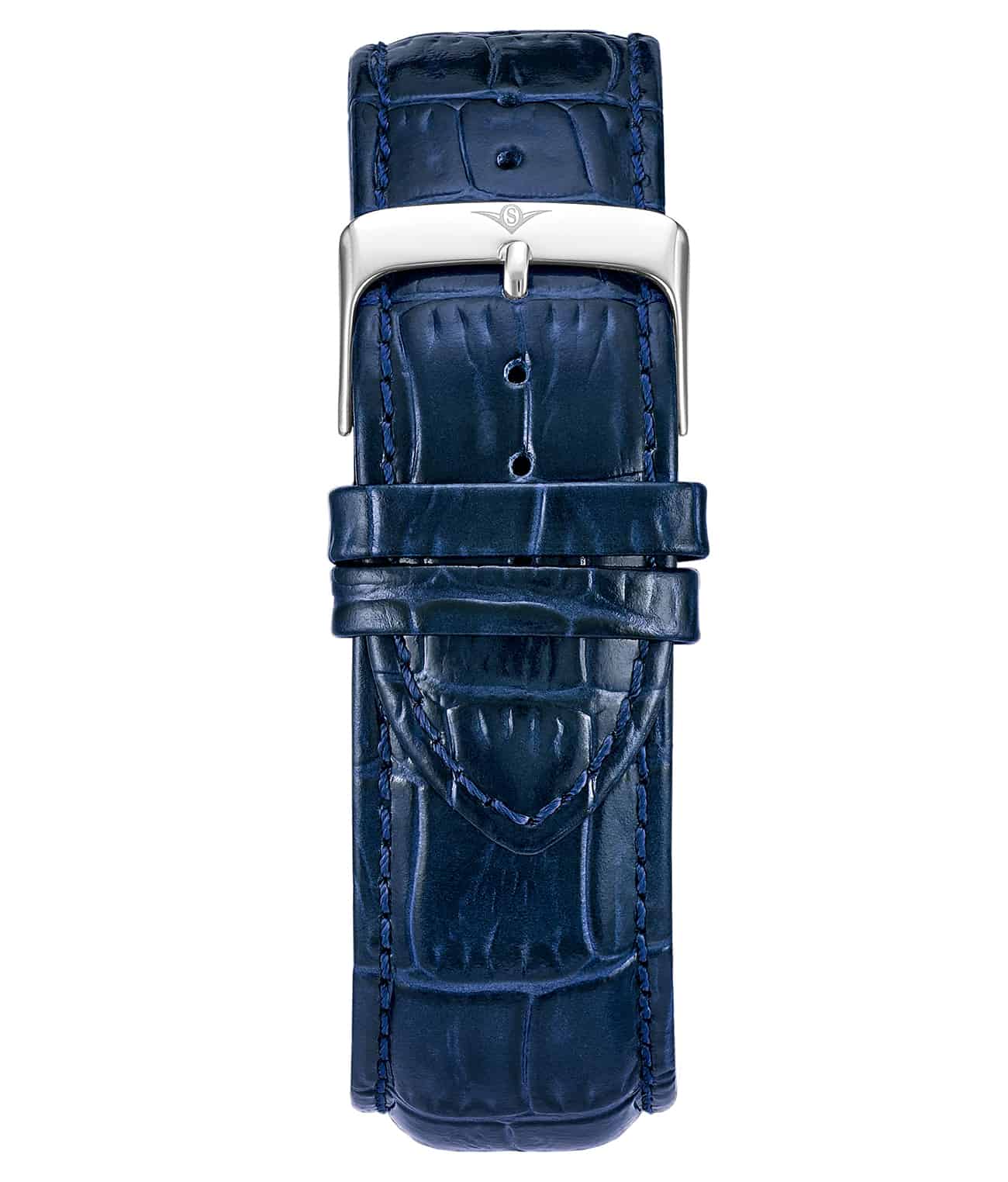 Alligator Embossed Blue Leather 24mm Strap