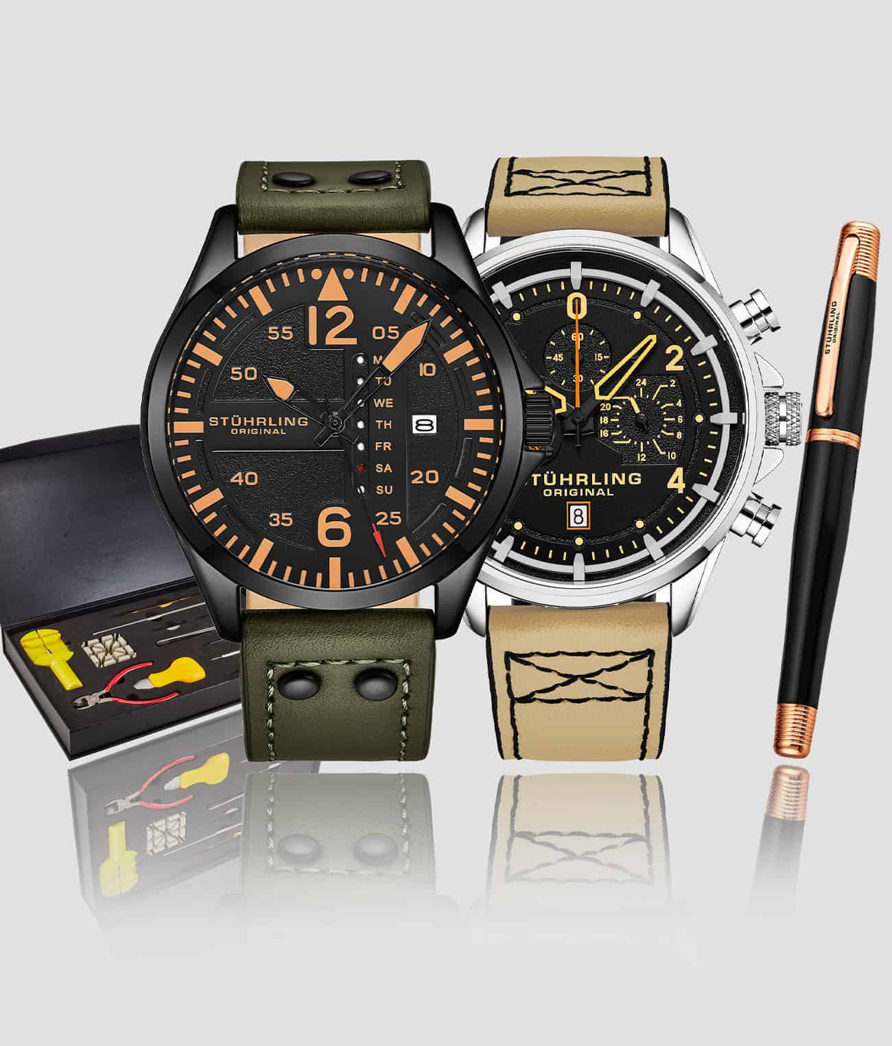 Aviator 3916.3 and 929.01, Signature Pen, and Watch Tool Kit