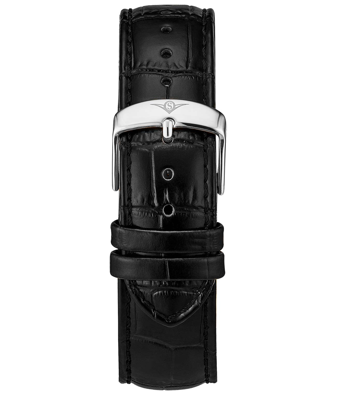 Alligator Embossed Black Leather 22mm Strap