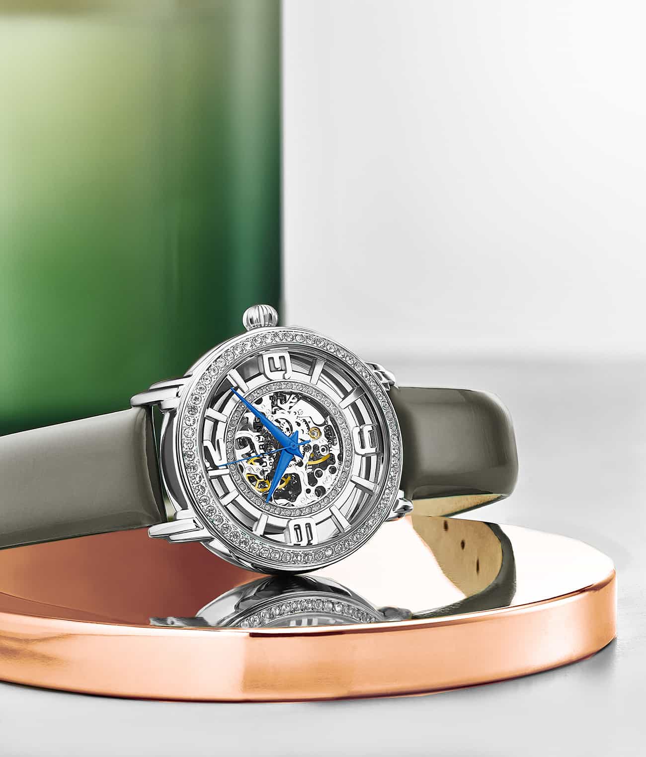Winchester 3941.1 Automatic 38mm Skeleton with Sofia Frosted Bangle, Lily Polished Bangle and Studs