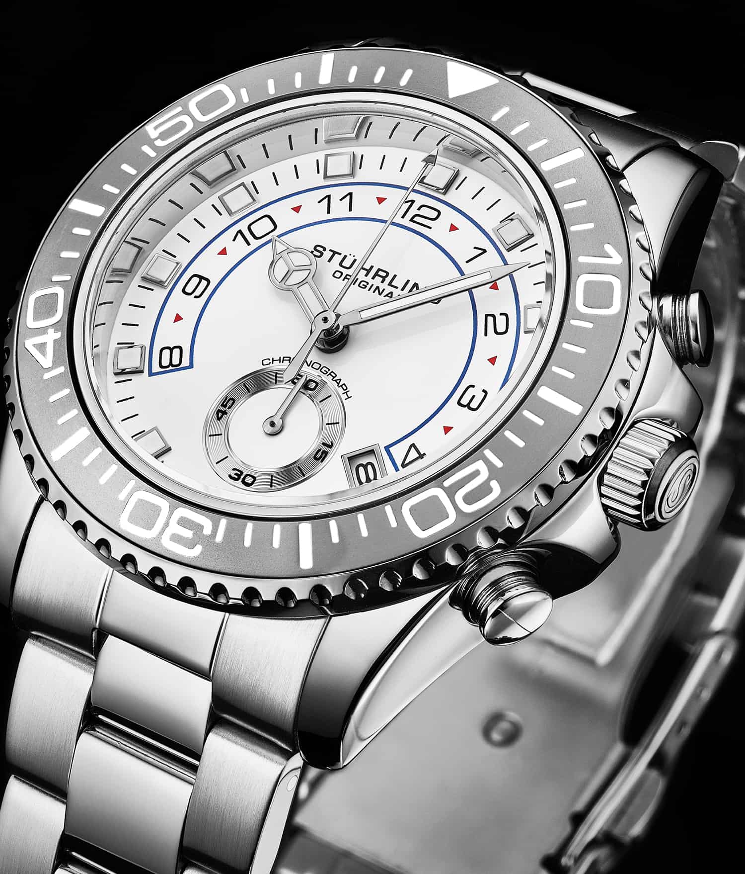 Brigadier Quartz Chronograph 42mm Diver With Stainless Steel Deployant Buckle