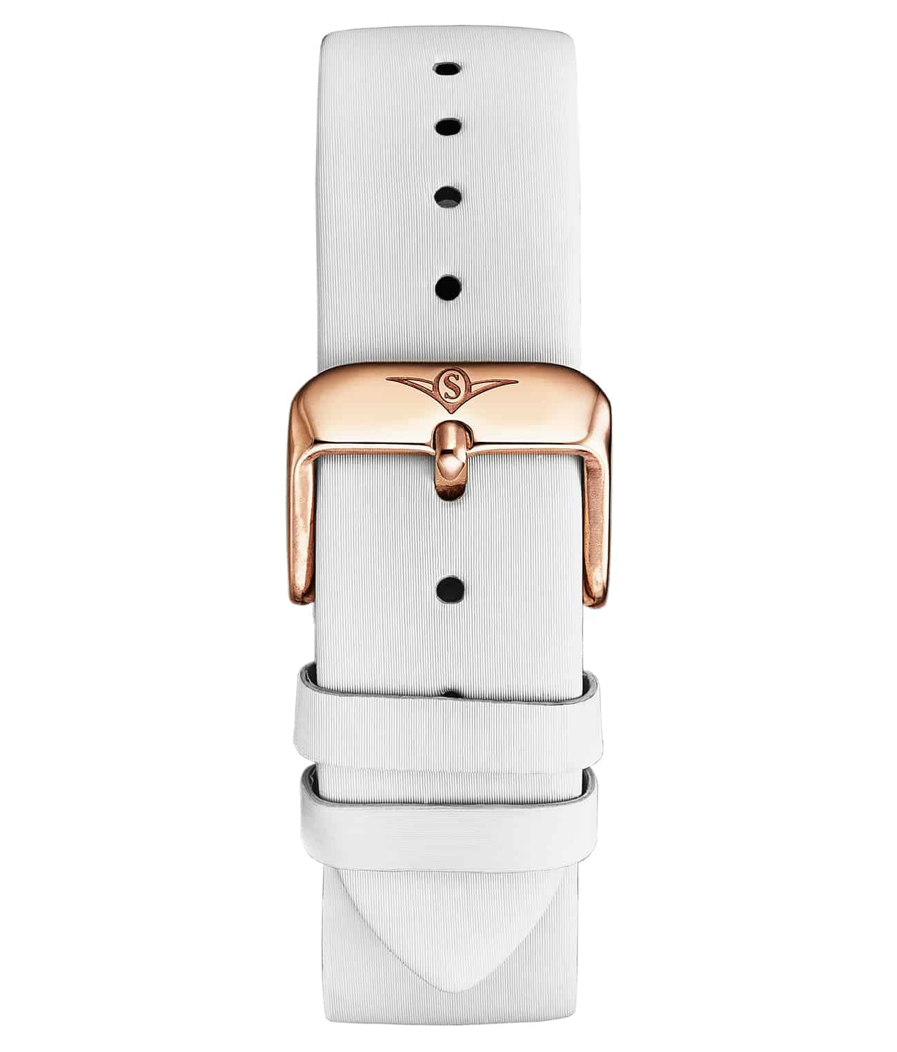 20mm White Leather Strap With Satin Twill Cover WIth Rose Gold  Deployant Buckle