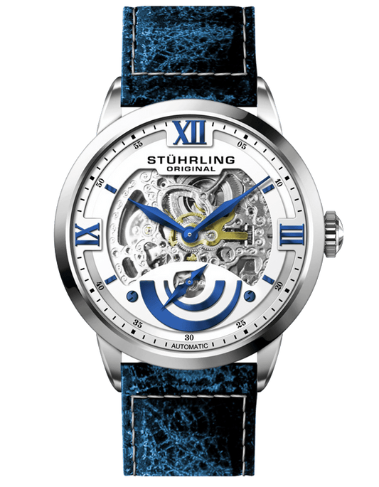 Silver Dial / Silver Case / Blue Leather Strap Tang Buckle