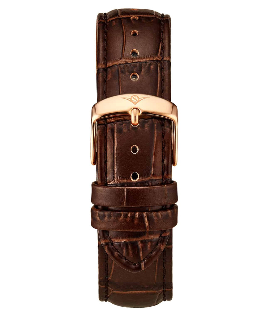 Alligator Embossed Brown Leather 22mm Strap – Stührling