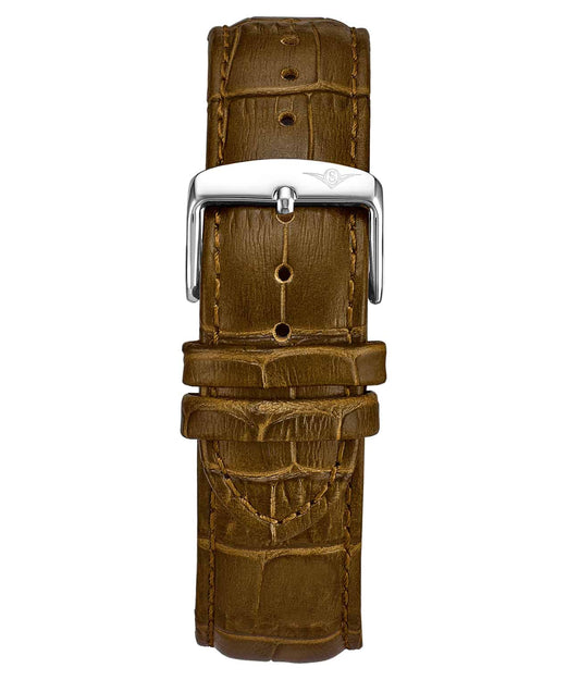 Alligator Embossed Kaki Green Leather 22mm Strap