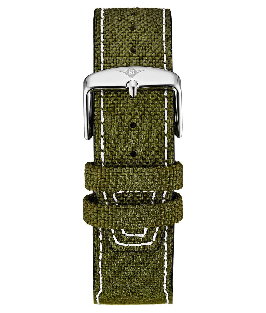 Genuine Canvas Leather Green 22mm Strap