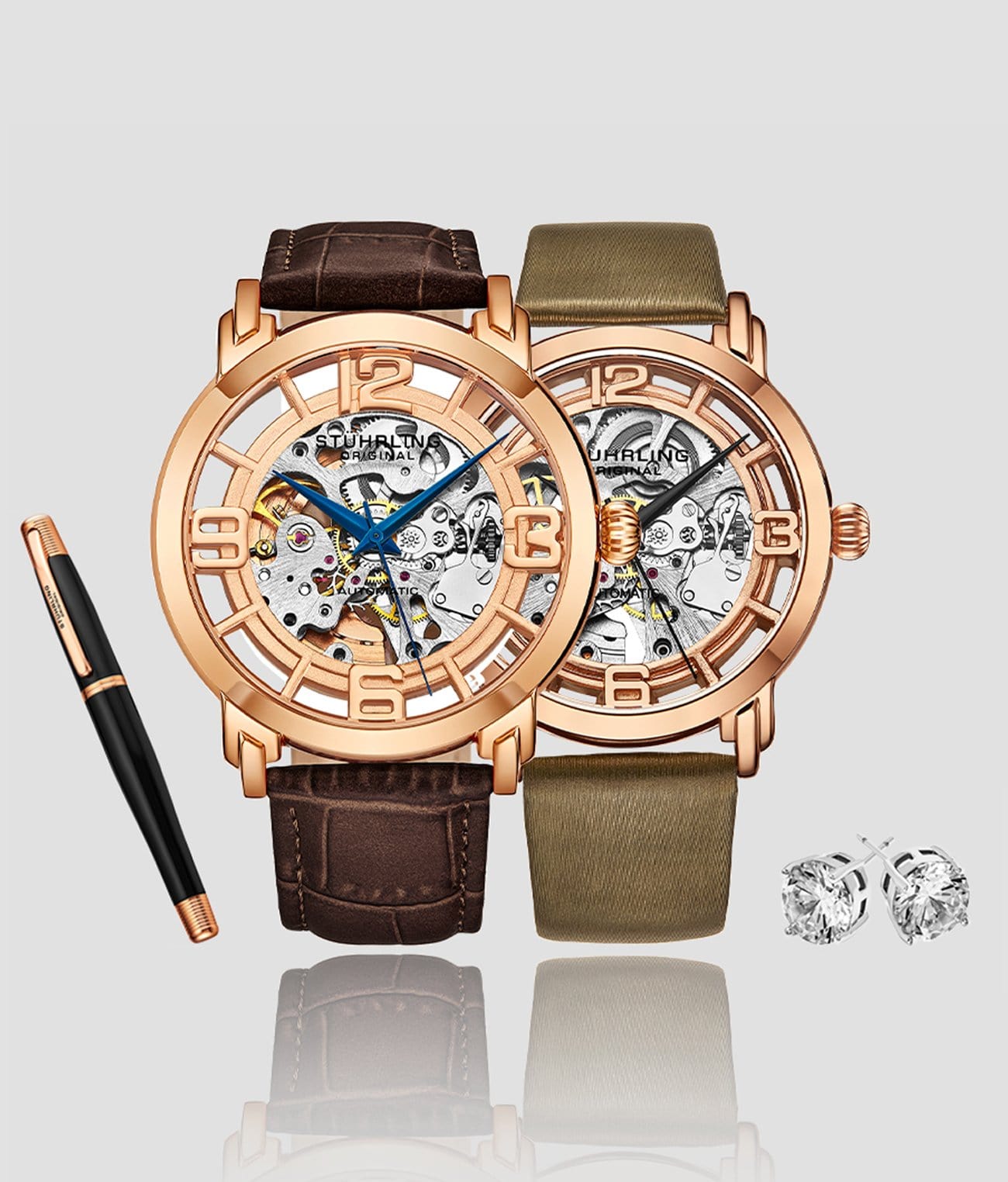 Elegant Men’s and Women’s Winchester Automatic Set includes a Signature Pen and Stud Earrings