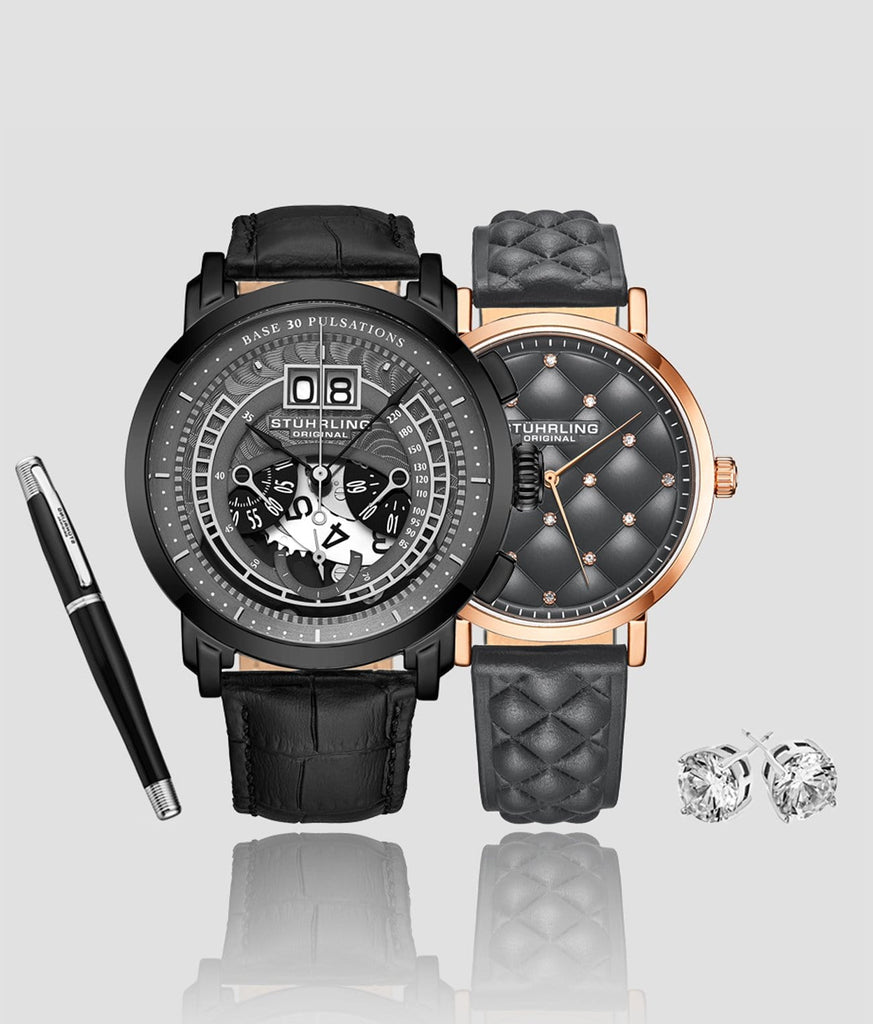 Fashion Time Quartz Set with Signature Pen and Stud Earring