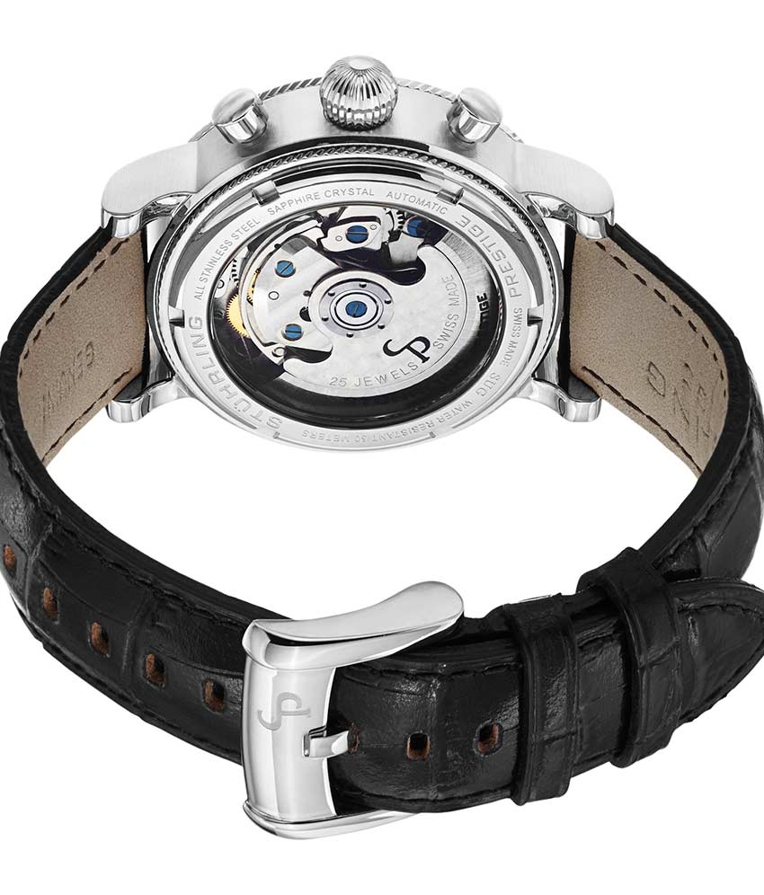 Silver Dial / Silver Case / Black Leather Strap Tang Buckle