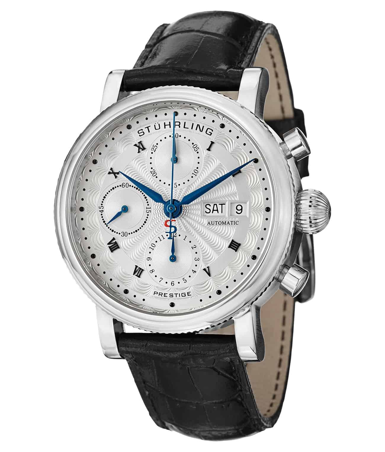 Silver Dial / Silver Case / Black Leather Strap Tang Buckle