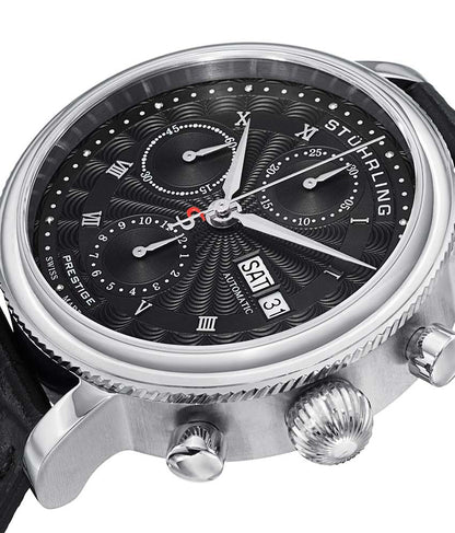 Black Dial / Silver Case / Black Leather Strap Tang Buckle