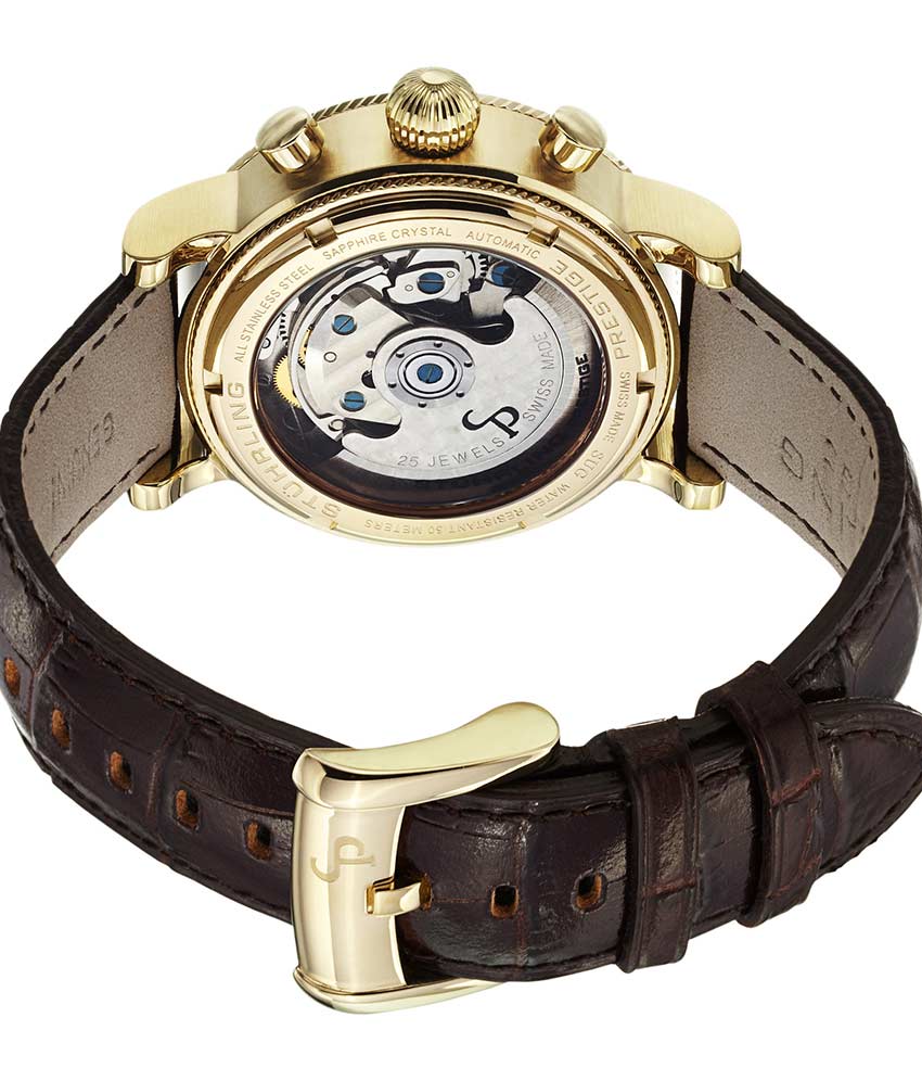 Silver Dial / Gold Case / Brown Leather Strap Tang Buckle