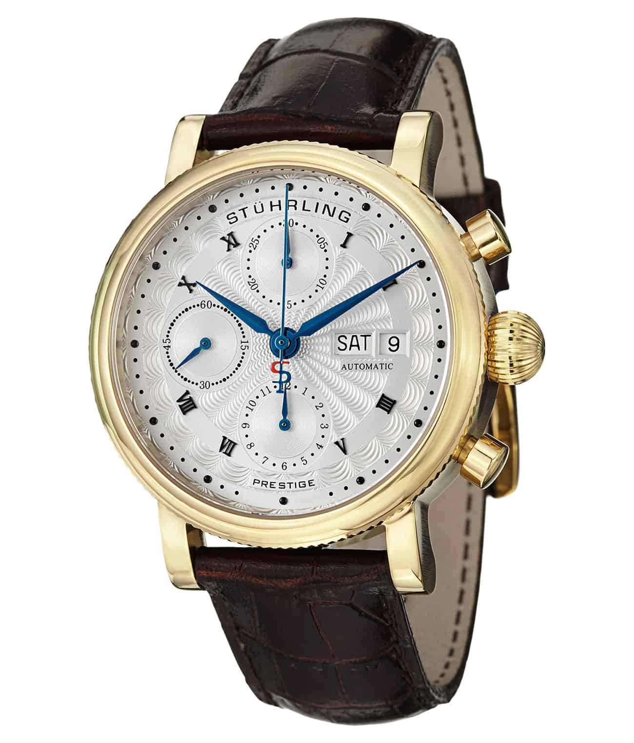 Silver Dial / Gold Case / Brown Leather Strap Tang Buckle