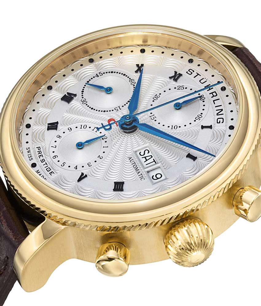 Silver Dial / Gold Case / Brown Leather Strap Tang Buckle