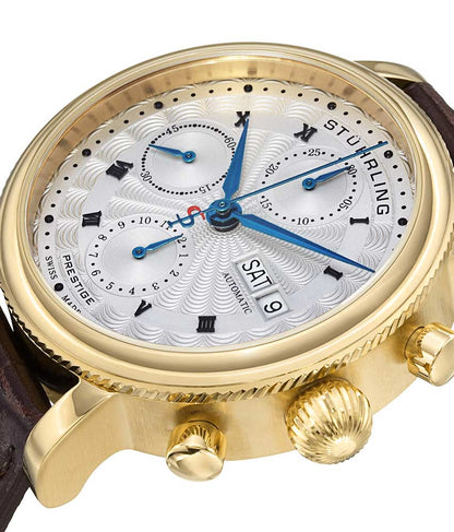 Silver Dial / Gold Case / Brown Leather Strap Tang Buckle