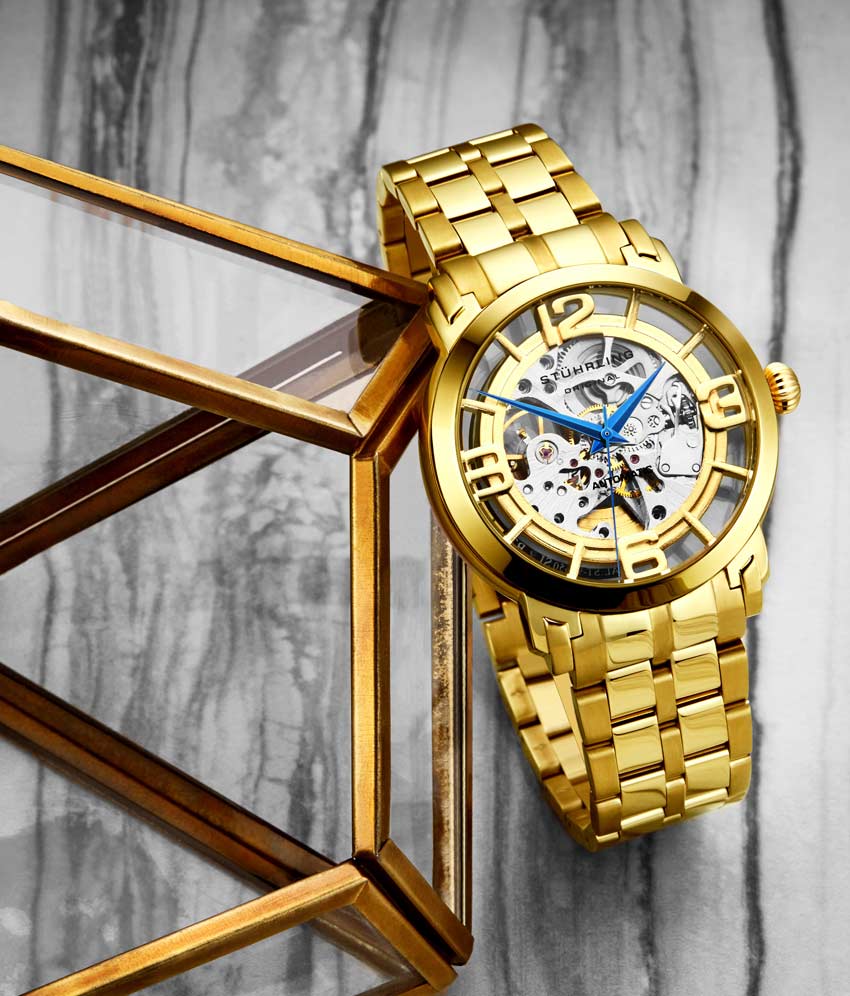 Gold Dial / Gold Case / Gold Stainless Steel Bracelet Gold Layered Deployant Buckle