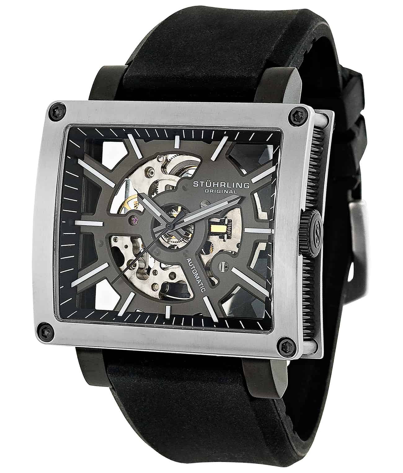 Stuhrling Black outlet Skeleton Automatic Watch Men