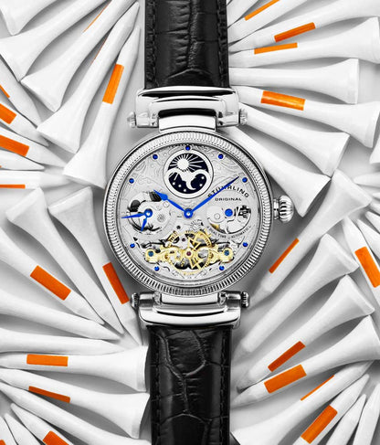 Silver Dial / Silver Case / Black Leather Strap Tang Buckle