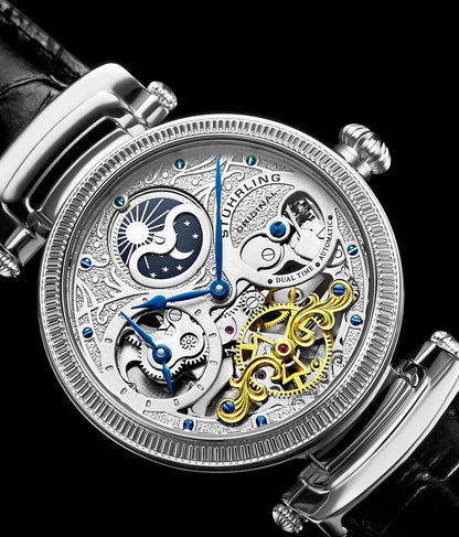 Silver Dial / Silver Case / Black Leather Strap Tang Buckle