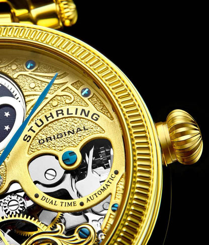 Gold Dial / Gold Case / Black Leather Strap Yellow Gold Layered Tang Buckle