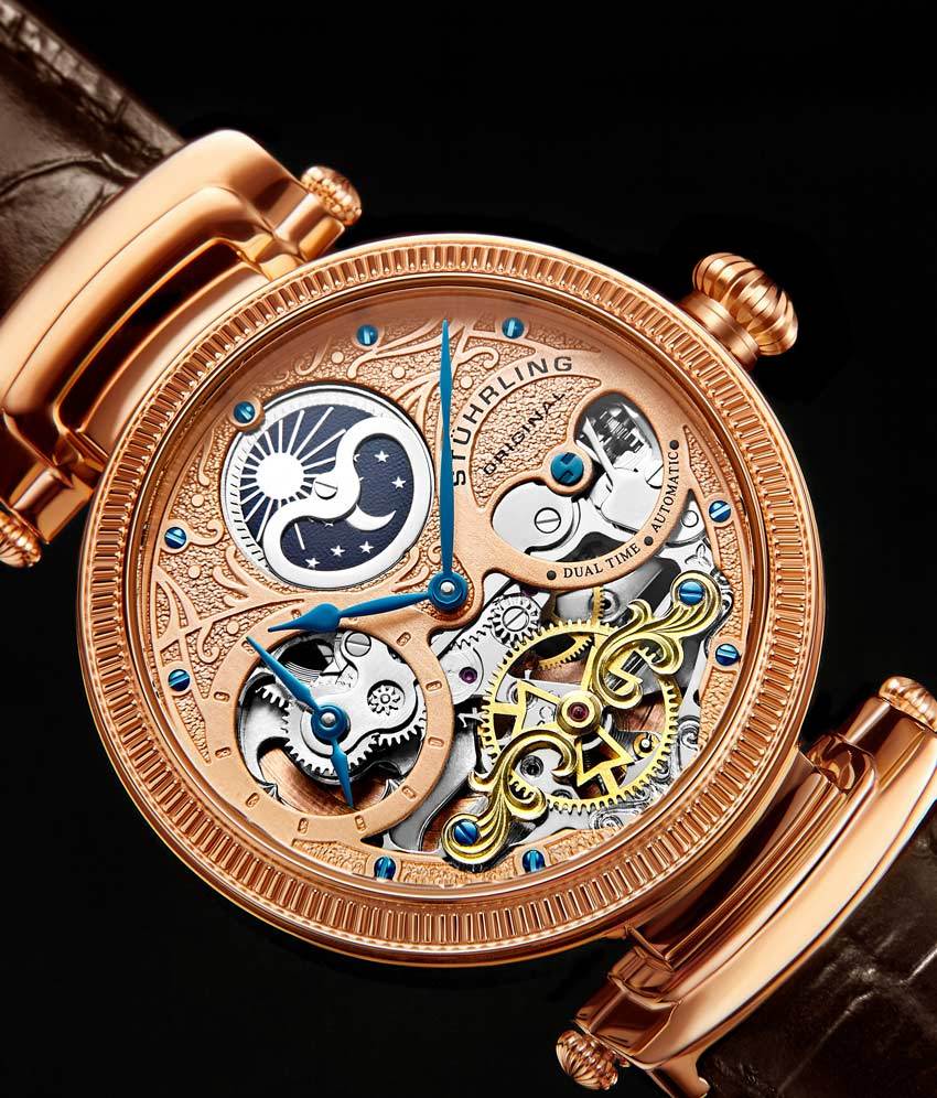 Rose Dial / Rose Case / Brown Leather Strap Rose Gold Layered Tang Buckle