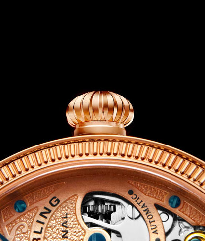 Rose Dial / Rose Case / Brown Leather Strap Rose Gold Layered Tang Buckle