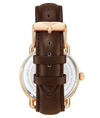 Silver Dial / Rose Case / Brown Band