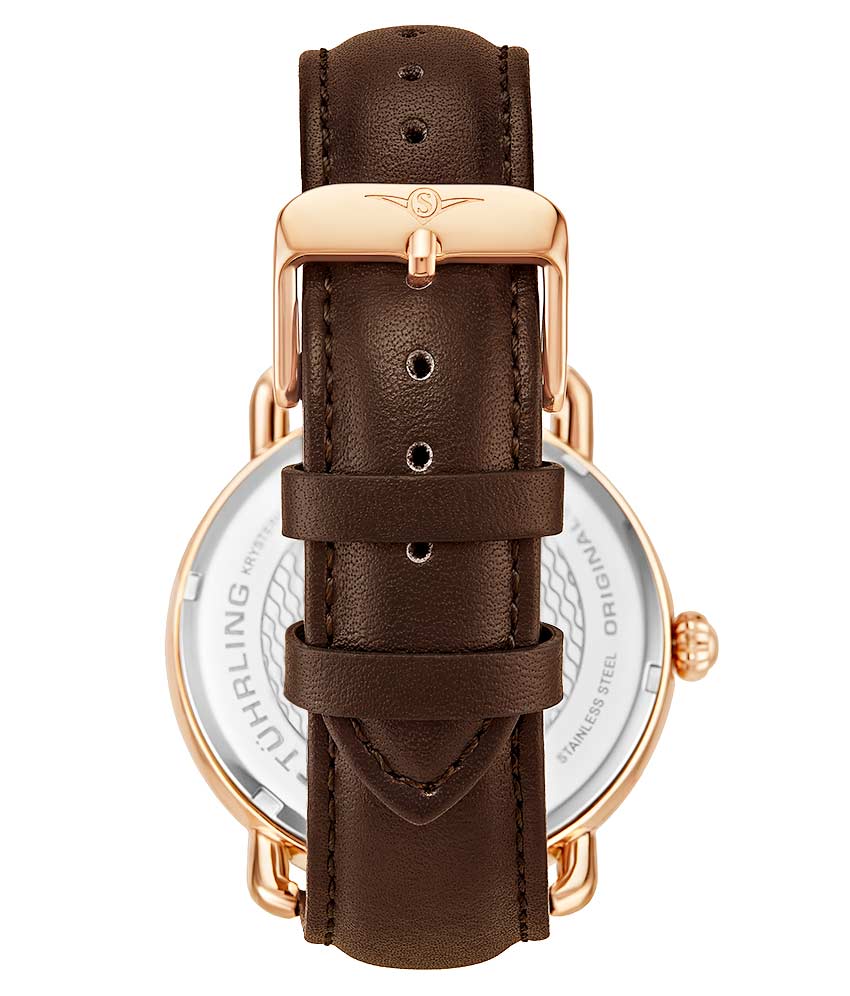 Silver Dial / Rose Case / Brown Band