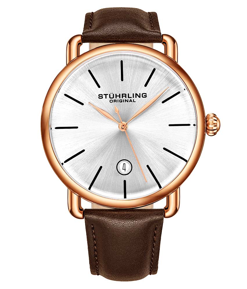 Silver Dial / Rose Case / Brown Band