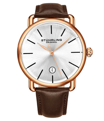 Silver Dial / Rose Case / Brown Band