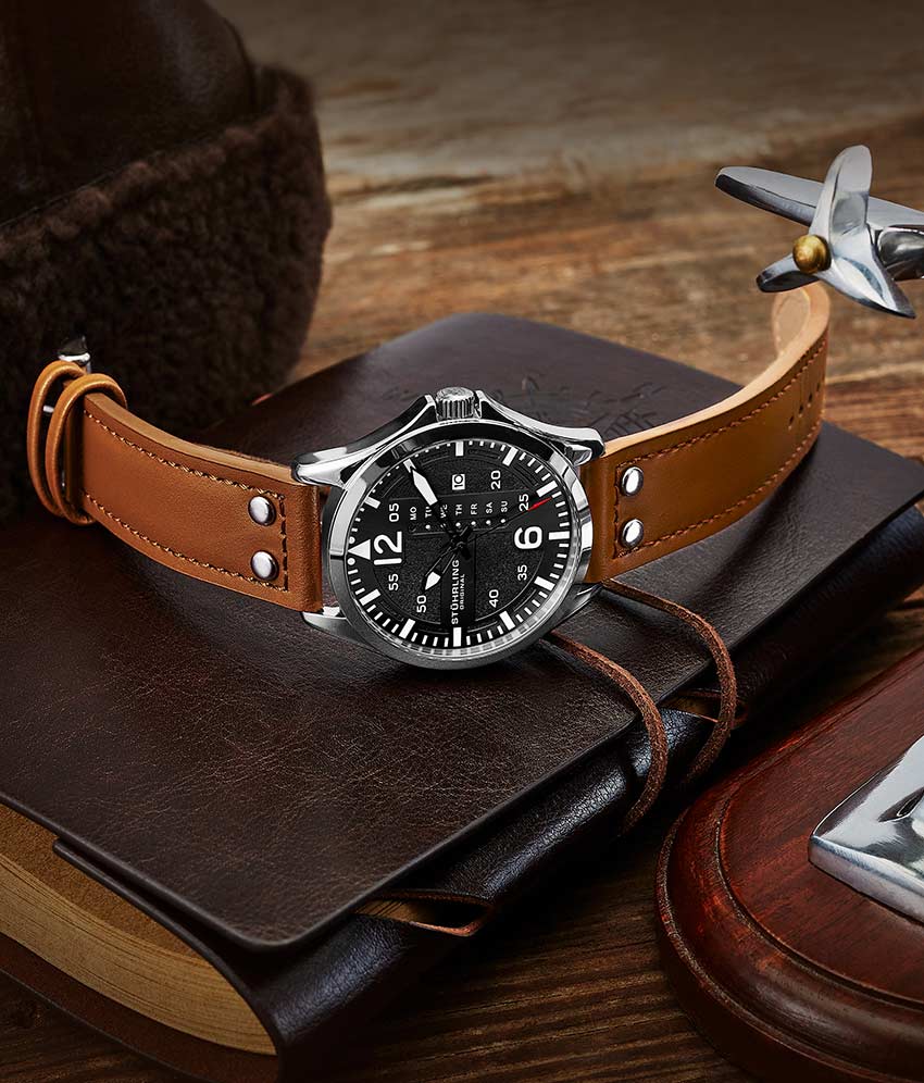 Aeronaut 44mm Aviator, Cabaletta Quartz 42mm, and Stührling Signature Pen