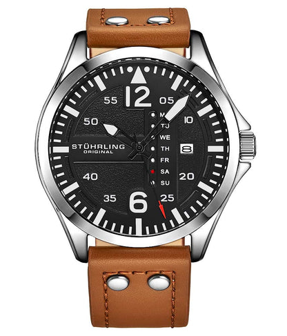 Black Dial / Silver Case / Tan Band