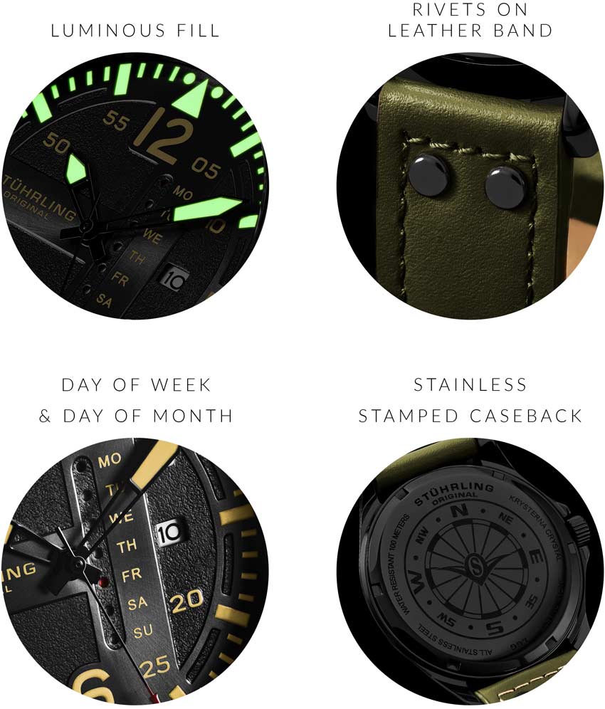 Aeronaut 44mm Aviator, Volda 45mm Aviator, and Stührling Signature Pen