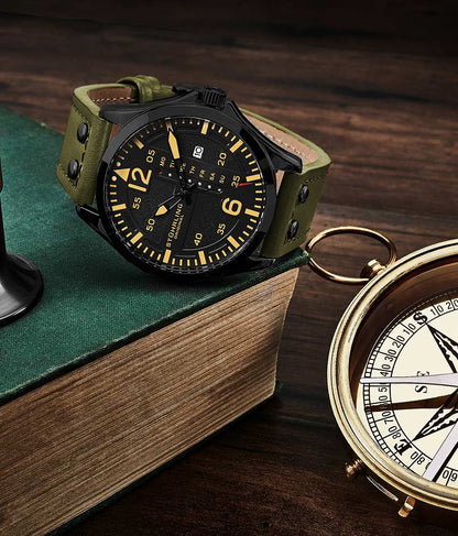 Black Dial / Black Case / Green Band