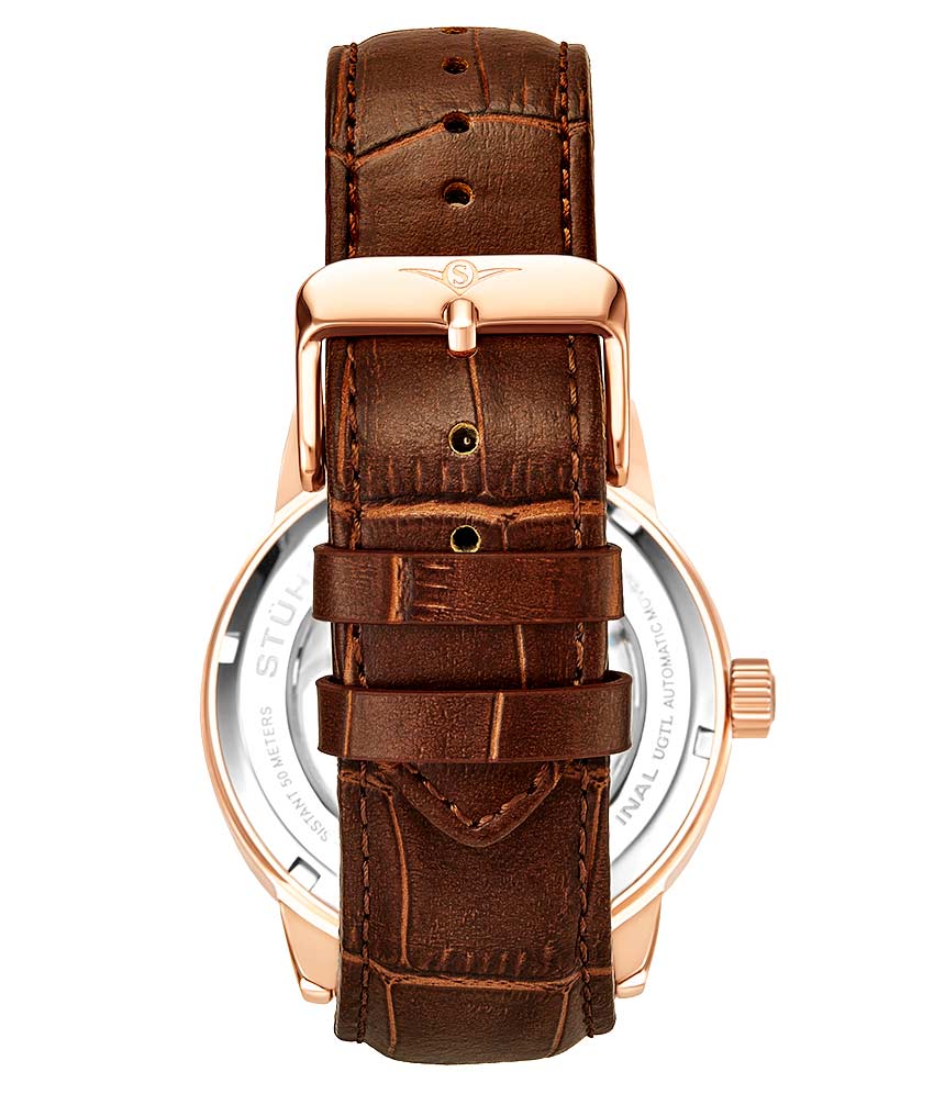 Silver Dial / Rose Case / Brown Band