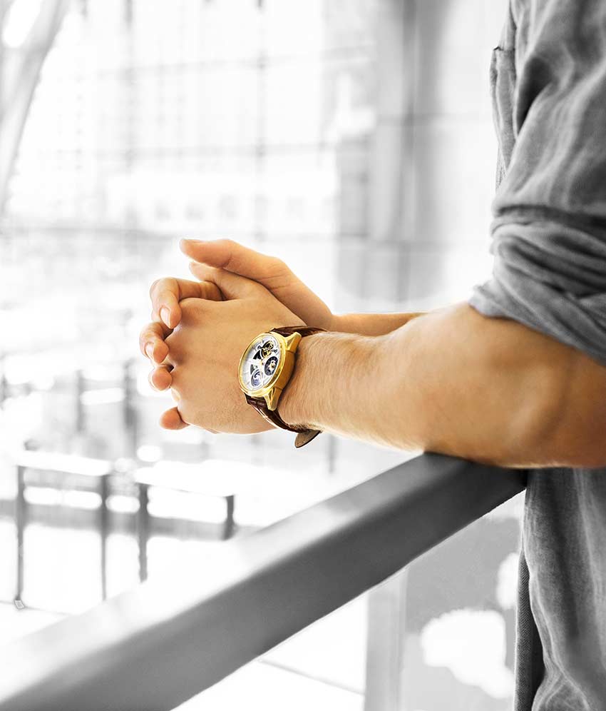 Silver Dial / Gold Case / Brown Band
