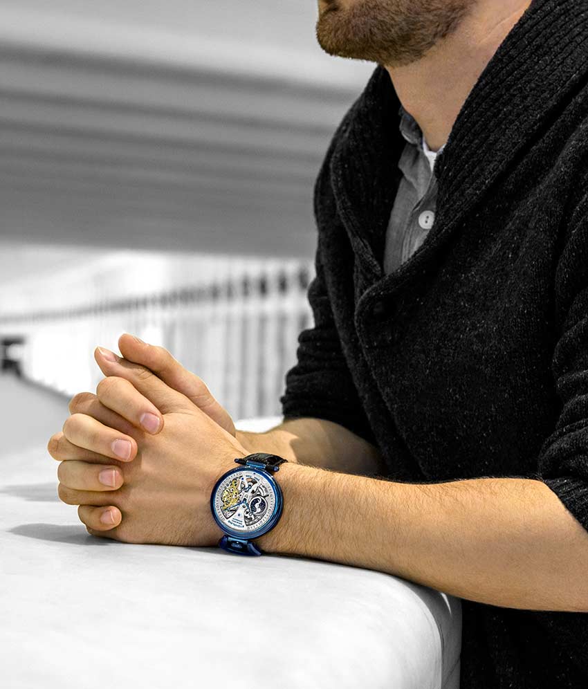 Silver Dial / Blue Case / Black Band