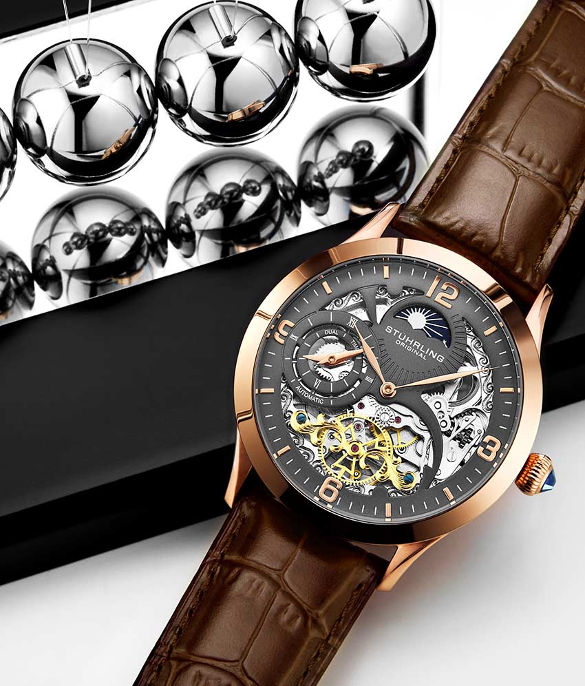 Gun Metal Grey Dial / Rose Case / Brown Band