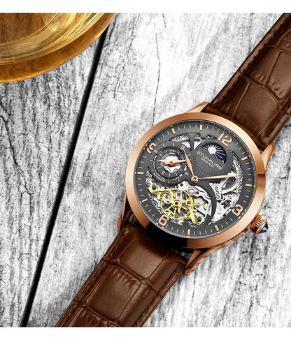 Gun Metal Grey Dial / Rose Case / Brown Band