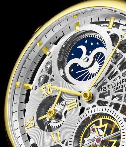 Silver Dial / Gold Case / Black Leather Strap Gold Layered Tang Buckle