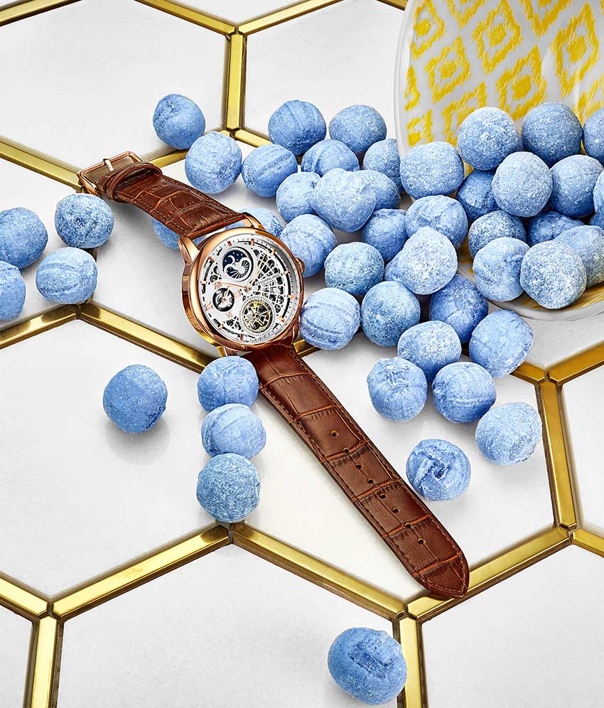 Silver Dial / Rose Case / Brown Leather Strap Rose Gold Layered Tang Buckle