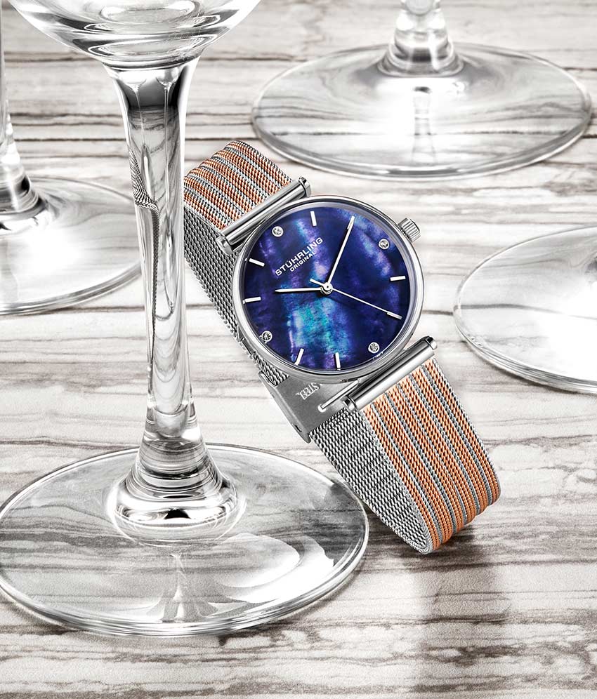 Blue Dial / Silver Case / Rose Band