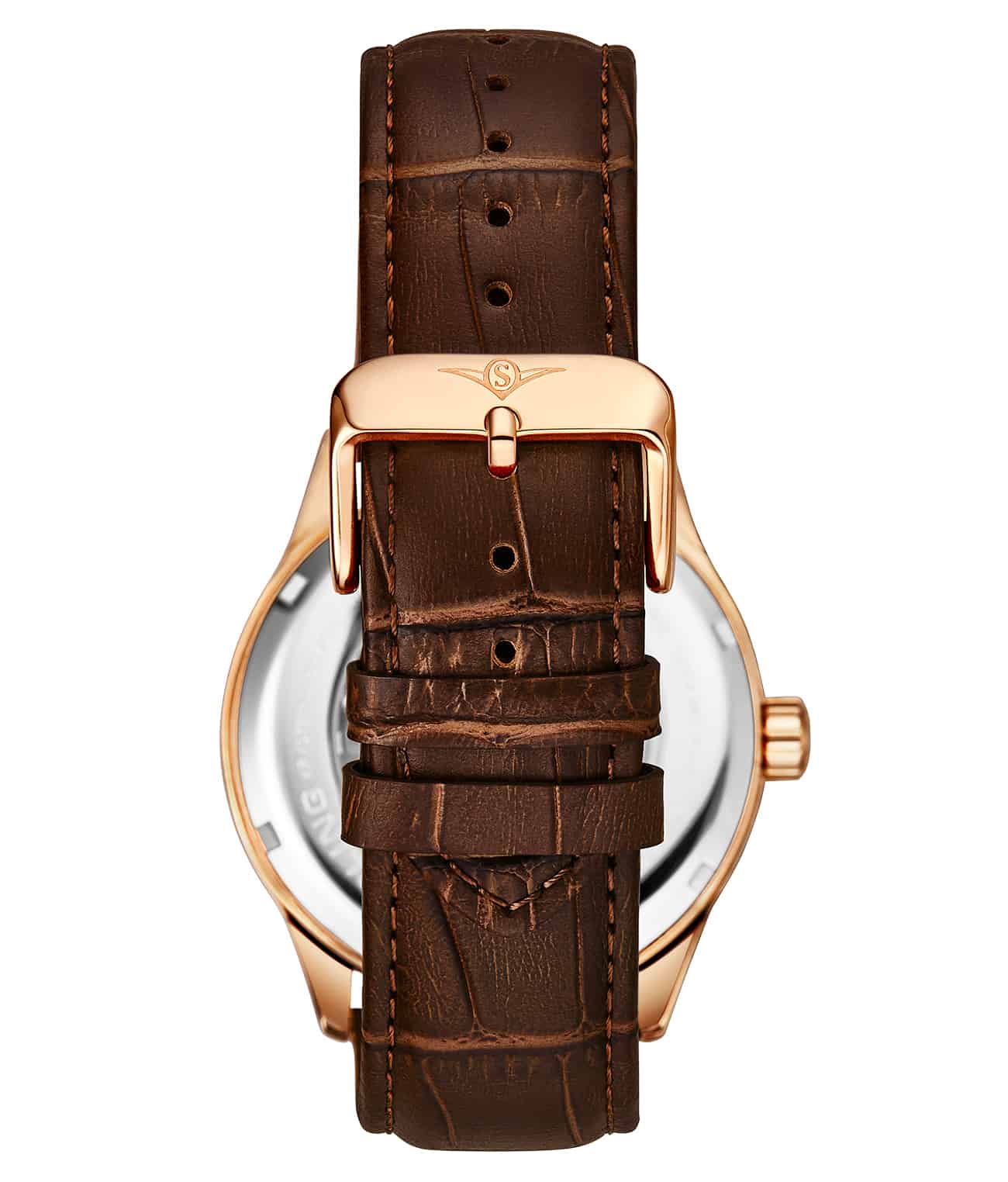 White Dial / Rose Case / Brown Band